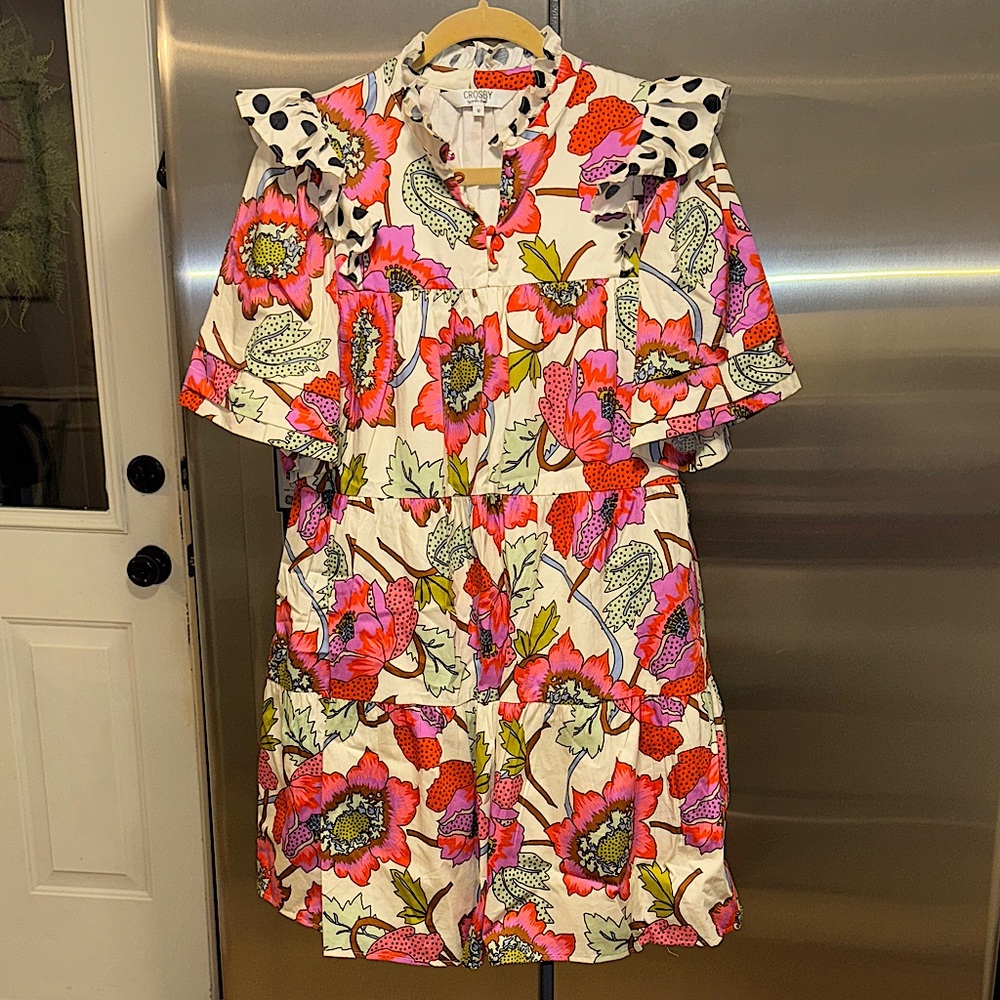 Crosby by Mollie Bunch Floral dress with Ruffle Collar